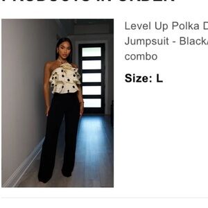 Fashion Nova Black and Cream Wide Leg Jumpsuit